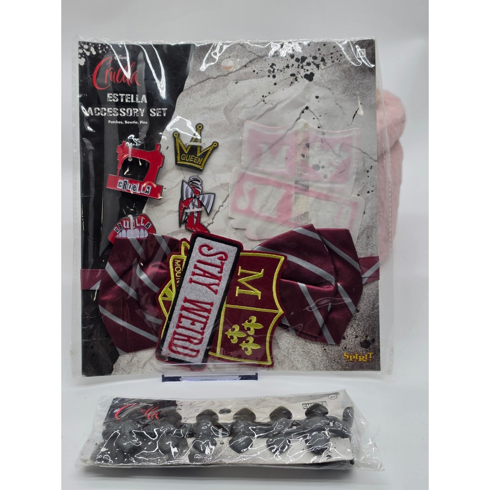Disney Cruella Estella Accessory Set Pins Patches Bowtie Choker Spirit Halloween